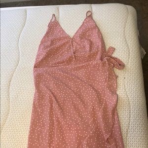 pink polka dot dress